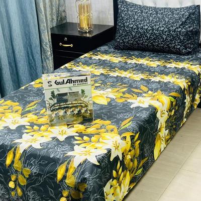 4 Pcs Cotton Salonica Printed Single Bedsheet
