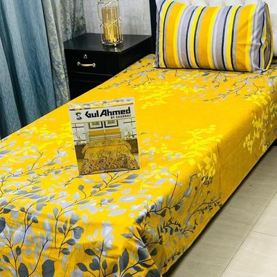 4 Pcs Cotton Salonica Printed Single Bedsheet
