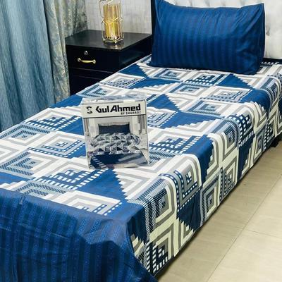 4 Pcs Cotton Salonica Printed Single Bedsheet