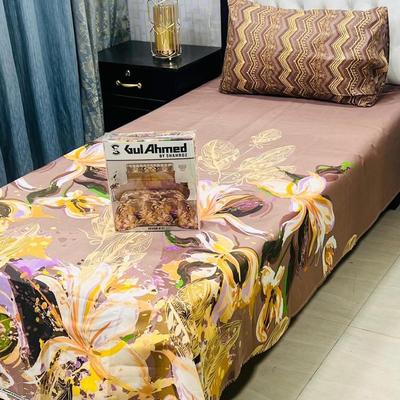 4 Pcs Cotton Salonica Printed Single Bedsheet