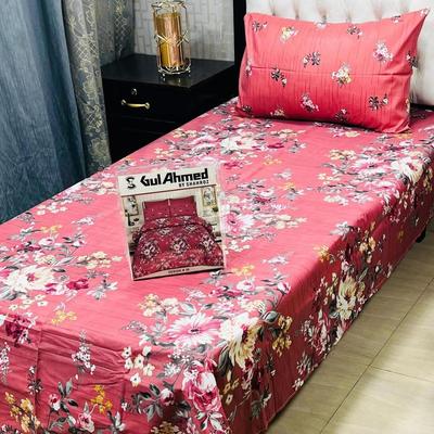 4 Pcs Cotton Salonica Printed Single Bedsheet