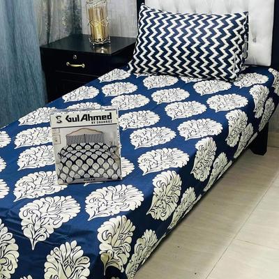 4 Pcs Cotton Salonica Printed Single Bedsheet