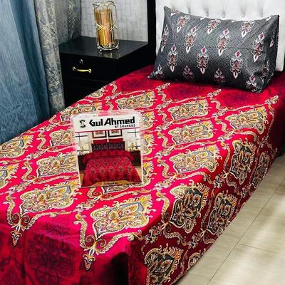 4 Pcs Cotton Salonica Printed Single Bedsheet