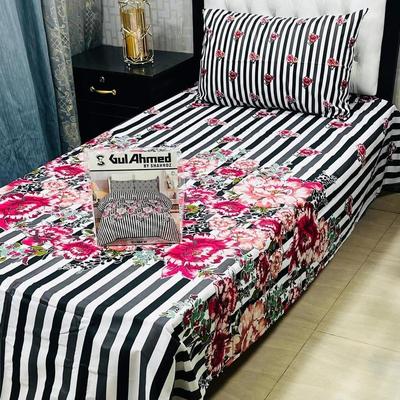 4 Pcs Cotton Salonica Printed Single Bedsheet
