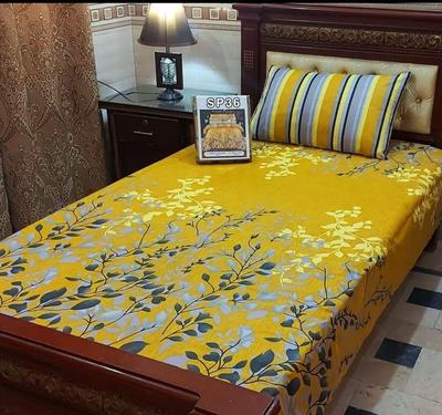 4 Pcs Cotton Salonica Printed Single Bedsheet