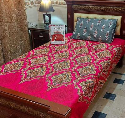 4 Pcs Cotton Salonica Printed Single Bedsheet
