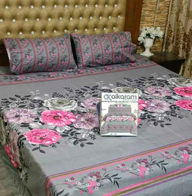 3 Pcs Cotton Salonica Printed Double Bedsheet