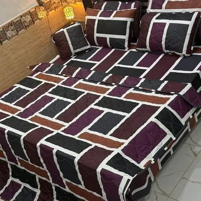Vibrant 7 Pcs Cotton Salonica Printed Comforter Set