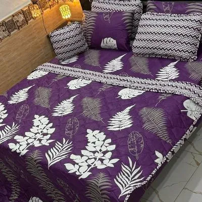Vibrant 7 Pcs Cotton Salonica Printed Comforter Set