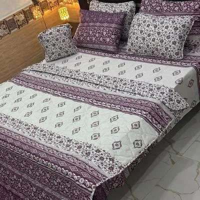 Vibrant 7 Pcs Cotton Salonica Printed Comforter Set
