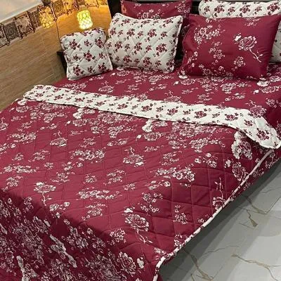 Vibrant 7 Pcs Cotton Salonica Printed Comforter Set