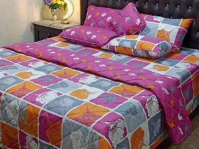 Vibrant 7 Pcs Cotton Salonica Printed Comforter Set
