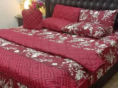 Vibrant 7 Pcs Cotton Salonica Printed Comforter Set