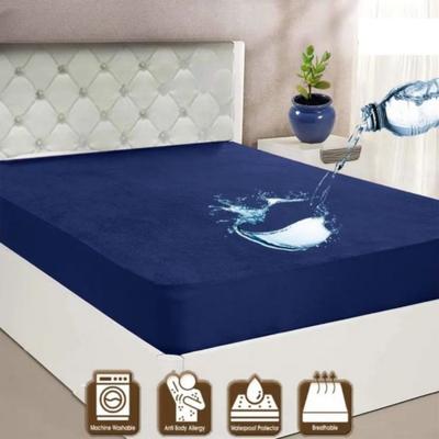 Terry Cotton Plain Double Bed Mattress Cover