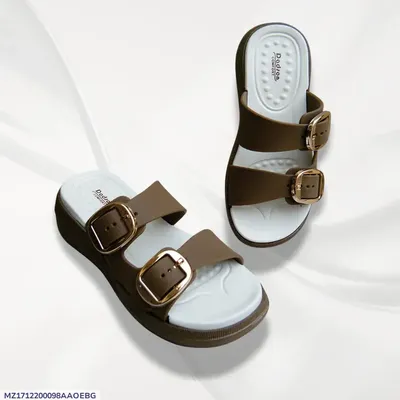 Women's Brown Rexine Fancy Flats with Buckle Strap thumbnail 3