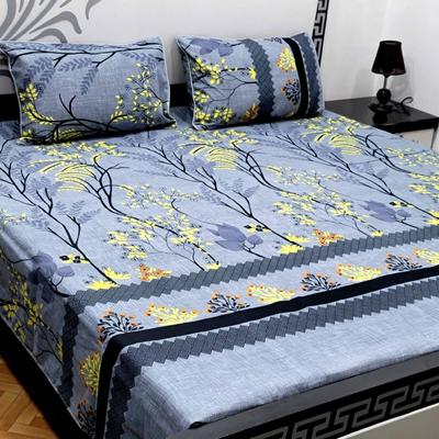 3 Pcs Crystal Cotton Printed Double Bedsheet
