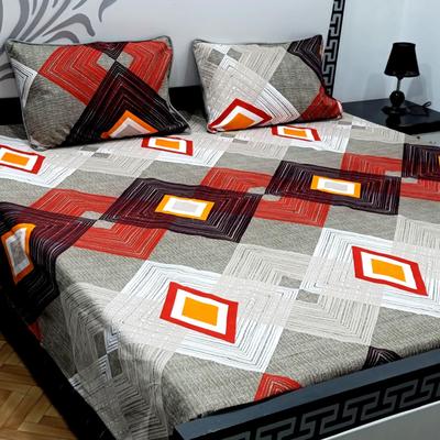 3 Pcs Crystal Cotton Printed Double Bedsheet
