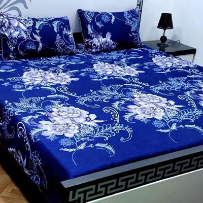 3 Pcs Crystal Cotton Printed Double Bedsheet