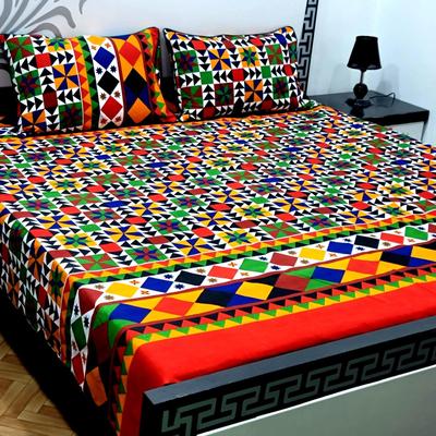 3 Pcs Crystal Cotton Printed Double Bedsheet