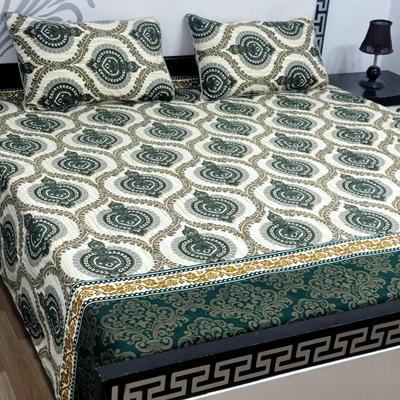 3 Pcs Crystal Cotton Printed Double Bedsheet