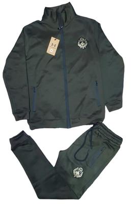 Men's Fleece Zipper Track Suit - 2 Pcs Set in Stylish Green