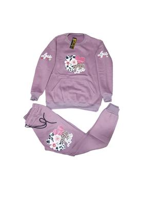 Stylish Printed Cotton Fleece Tracksuit for Boys & Girls - 2 Pcs Set