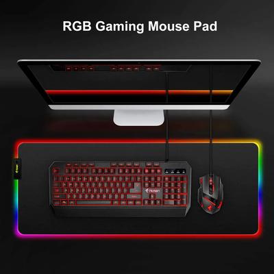 RGB Gaming Mouse Pad RASURE 9 Modes Oversized Glowing Led Extended Mousepad Anti-Slip Rubber Base and Waterproof Surface Large Soft Led Computer Keyboard Mouse Mat Size - 31*12inches  Brand: Rasure Size: Large: 31*12inches Multiple Light Modes Automatically Switch Made of Natural Rubber, Non-Slip & More Durable Sharp Color RGB LED Light Smart Switch Button LED Design: 9 Lighting