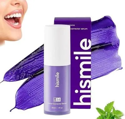 Hismile V34 Colour Corrector Serum - Purple Toothpaste for Effective Teeth Whitening 