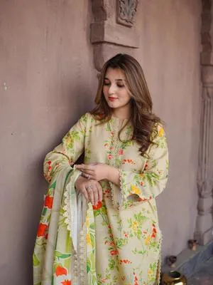 3 Pcs Women's Unstitched Patch Work Suit