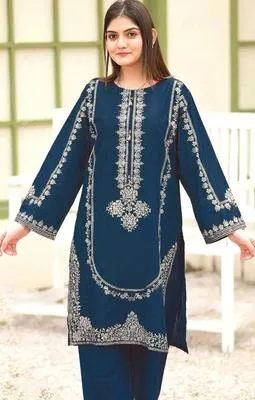 2 Pcs Women's Unstitched Embroidered Suit