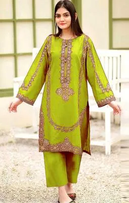 2 Pcs Women's Unstitched Embroidered Suit