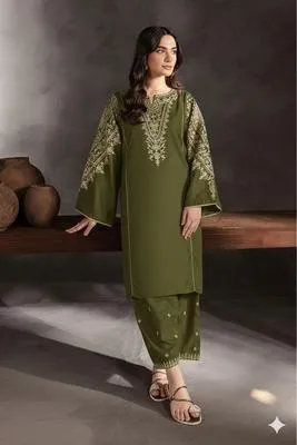 2 Pcs Women's Unstitched Embroidered Suit