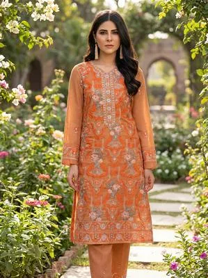 2 Pcs Women's Unstitched Embroidered Suit