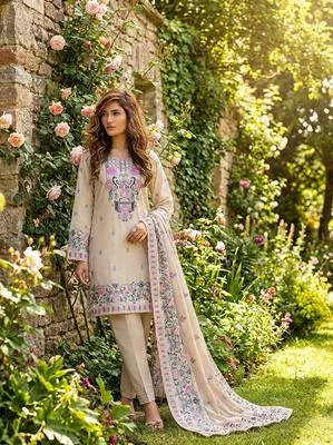 2 Pcs Women's Unstitched Embroidered Suit