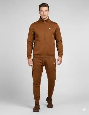 2 Pcs Men's Fleece Printed Zipper Track Suit