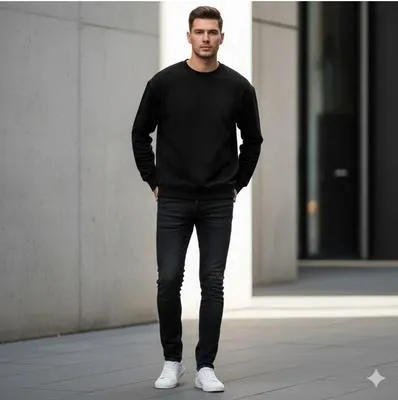 1 Pc Men's Fleece Plain Sweatshirt