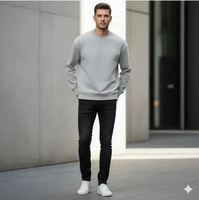 1 Pc Men's Fleece Plain Sweatshirt