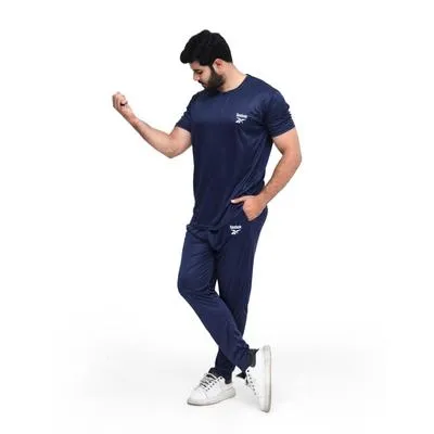 2 Pcs Men's Micro Interlock Printed Track Suit BLUE Ree