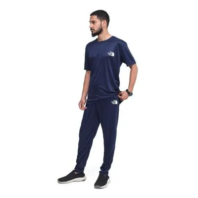 2 Pcs Men's Micro Interlock Printed Track Suit Blue TNF
