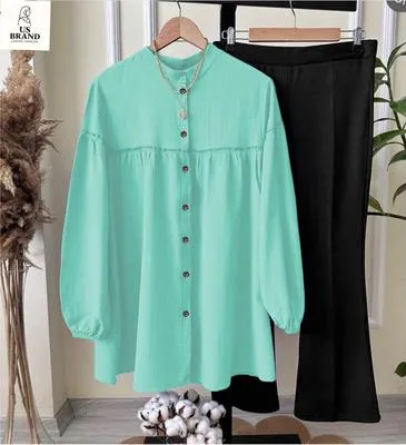 2 Pcs Women's Stitched Georgette Plain Shirt And Trouser