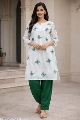2 Pcs Women's Stitched Georgette Printed Frock And Trouser with belt thumbnail 6