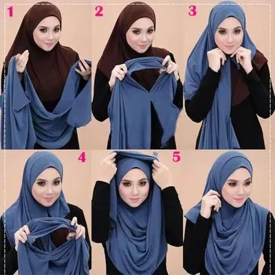 Double Loop Instant Hijab Black Georgette Ready to Wear Hijab for Women Pinless scarf girl Hijab Style 