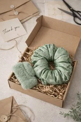 Pack of 2 Scrunchie & Hair Catcher Set  Soft Fabric Hair Accessories for Daily Use, Makeup & Skincare