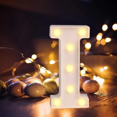 LED Alphabet Battery Operated All Led Letter (I ) Including & Led Letter Piece, Light Up Marquee for Night Lights Wedding Birthday Party For Room and Decoration Using Without Electricity