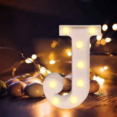 LED Alphabet Battery Operated All Led Letter (J ) Including & Led Letter Piece, Light Up Marquee for Night Lights Wedding Birthday Party For Room and Decoration Using Without Electricity