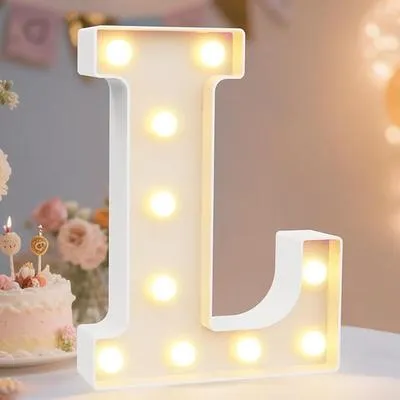 LED Alphabet Battery Operated All Led Letter (L ) Including & Led Letter Piece, Light Up Marquee for Night Lights Wedding Birthday Party For Room and Decoration Using Without Electricity