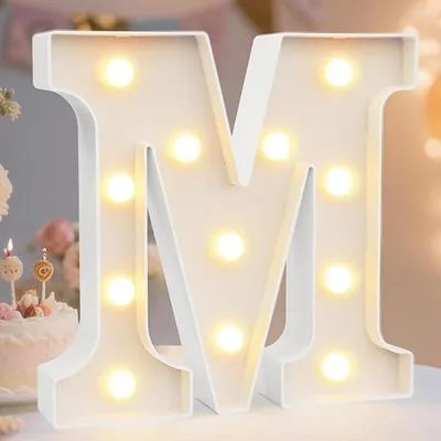 LED Alphabet Battery Operated All Led Letter (M ) Including & Led Letter Piece, Light Up Marquee for Night Lights Wedding Birthday Party For Room and Decoration Using Without Electricity