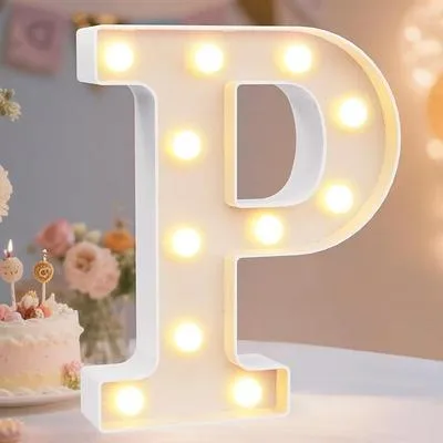 LED Alphabet Battery Operated All Led Letter (P ) Including & Led Letter Piece, Light Up Marquee for Night Lights Wedding Birthday Party For Room and Decoration Using Without Electricity