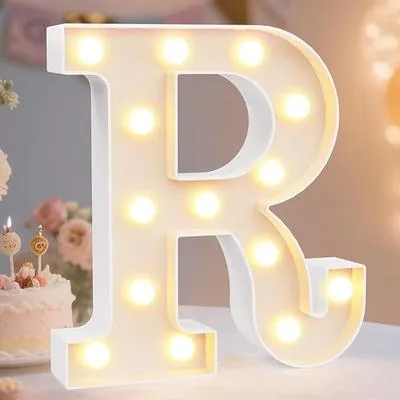 LED Alphabet Battery Operated Led Letter (R) Including & Led Letter Piece, Light Up Marquee for Night Lights Wedding Birthday Party For Room and Decoration Using Without Electricity