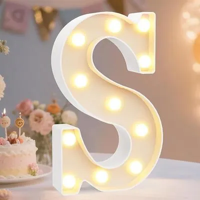 LED Alphabet Battery Operated Led Letter (S) Including & Led Letter Piece, Light Up Marquee for Night Lights Wedding Birthday Party For Room and Decoration Using Without Electricity
